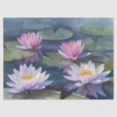 Papier Mousseline Lys d'eau blanc et rose Découpage (Recto)