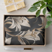 Papier Mousseline Lys dorés modernes sur noir (Cadeau)