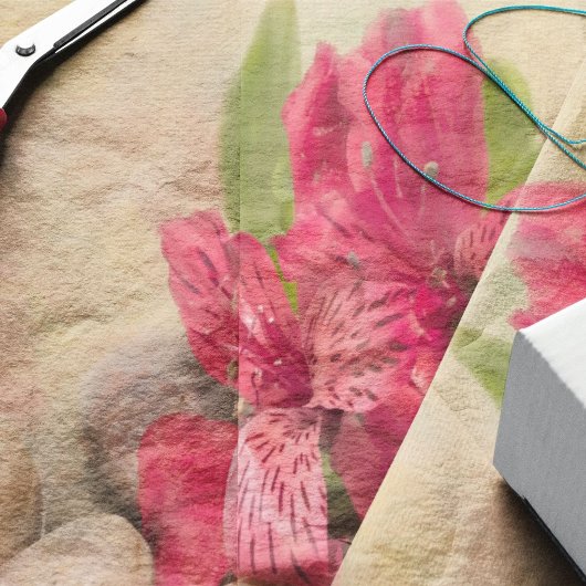 Papier Mousseline Lys Péruviens Roses Avec Pierres