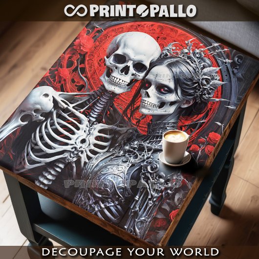 Papier Mousseline M. et Mme Bones in love - Crâne et squelette