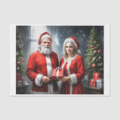 Papier Mousseline M. et Mme Claus offrant des cadeaux (Recto)