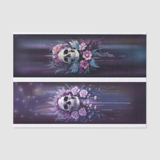 Papier Mousseline Macabre de minuit, étonnant crâne gothique à la pr (Recto)