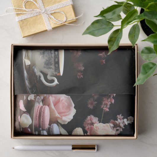 Papier Mousseline Macarons et thé (Cadeau)