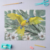 Papier Mousseline Macaw Parrot Bleu Jaune Floral Tropical (Artisanat)