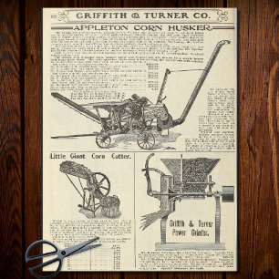 Papier Mousseline Machine à maïs vintage équipement agricole et déco