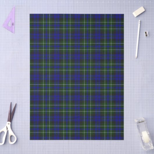 Papier Mousseline Macneil de Colonsay tartan bleu vert plaid (Artisanat)