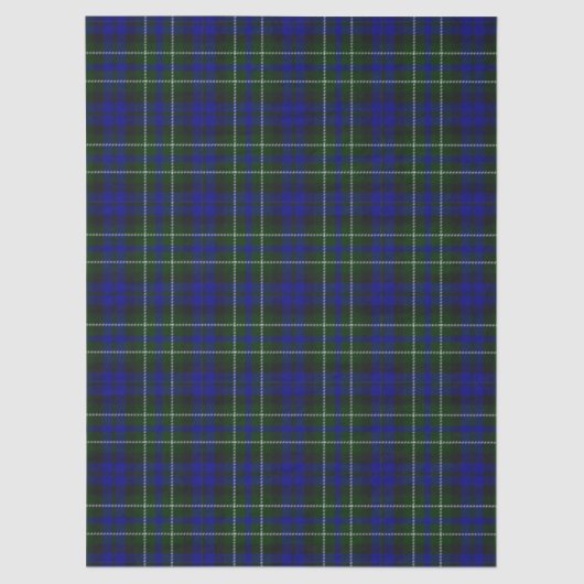 Papier Mousseline Macneil de Colonsay tartan bleu vert plaid (Recto)