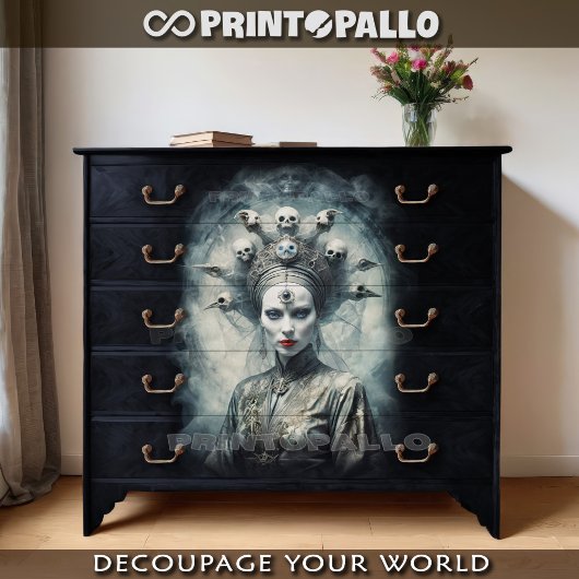 Papier Mousseline Madame Skull, reine gothique des os