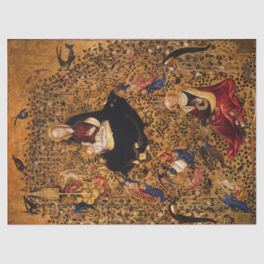 Papier Mousseline MADONNA ET ENFANT DU ROSE BOWER, ANGELS Noël (Recto)