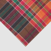 Papier Mousseline Madras moderne Plaid Orange Green Carré Motif (Détail)