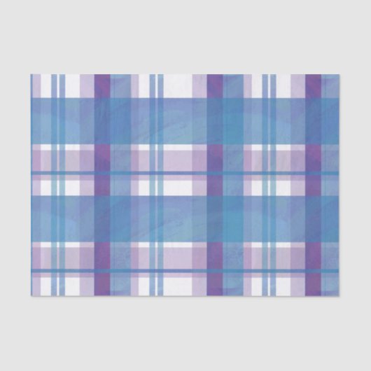 Papier Mousseline Madras Plaid Blue et Purple (Recto)