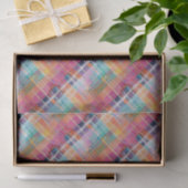 Papier Mousseline Madras Plaid, Violet, Papier Tissu Aqua Rose (Cadeau)