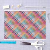 Papier Mousseline Madras Plaid, Violet, Papier Tissu Aqua Rose (Artisanat)