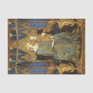 Papier Mousseline MAESTA, VIERGE AVEC ENFANT, Jaune d'or bleu