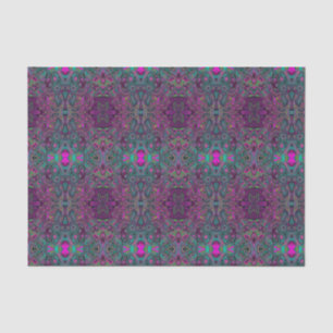 Papier Mousseline Magenta Abstrait et Motif Super Turquoise