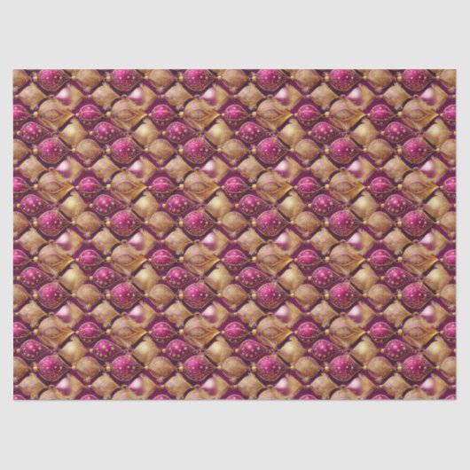Papier Mousseline Magenta Gold Christmas Pattern#12 ID1009 (Recto)