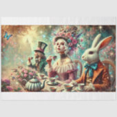 Papier Mousseline Magic Tea Party Mad Hatter et Alice Decoupage (Recto)