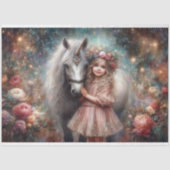 Papier Mousseline Magical Friendship Unicorn and Girl Decoupage (Recto)