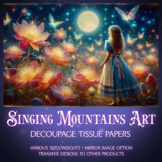 Papier Mousseline Magical Moonlight Firefly Garden Alice Decoupage