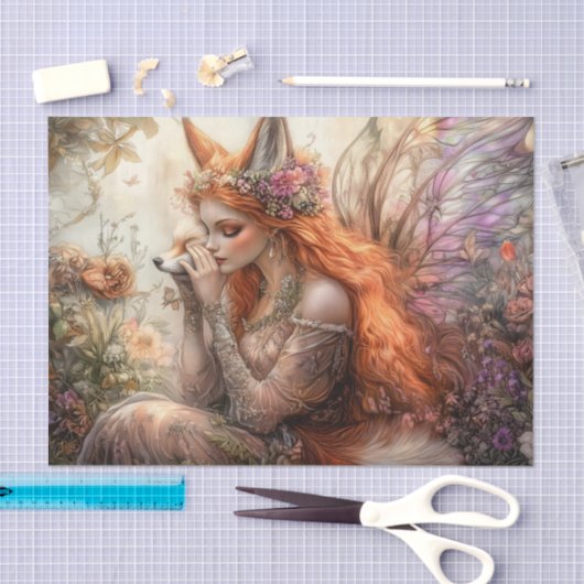 Papier Mousseline Magical Winged Fox Fairy Decoupage (Artisanat)