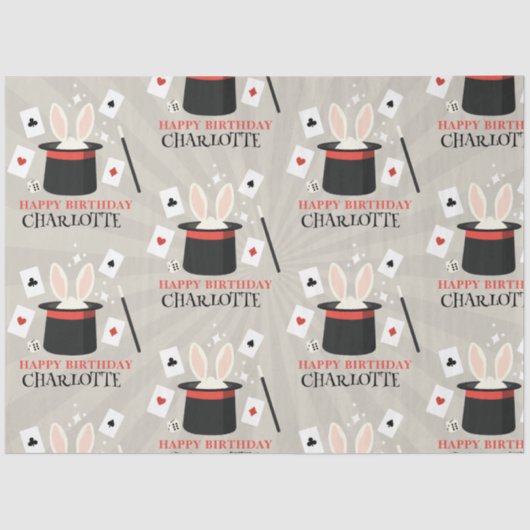 Papier Mousseline Magicien Show Magicien Enfants Anniversaire Nom pe (Recto)