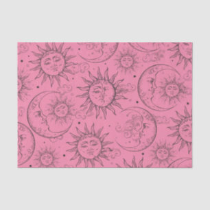 Papier Mousseline Magie Rose Vintage Céleste Soleil Lune Étoiles