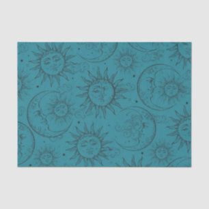 Papier Mousseline Magie turquoise Vintage étoile solaire céleste