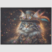 Papier Mousseline Magique Steampunk Maine Coon Chat Découpage (Recto)