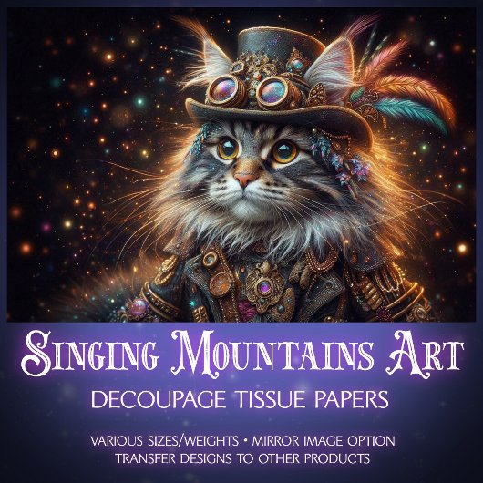 Papier Mousseline Magique Steampunk Maine Coon Chat Découpage