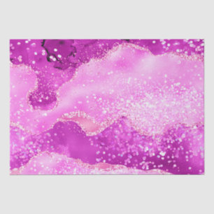 Papier Mousseline Magnifique Agate Rose Magenta Clair Pailleté Brill