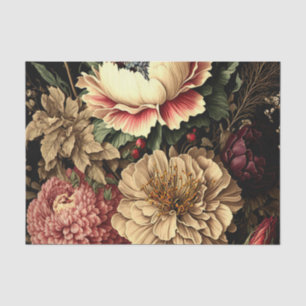 Papier Mousseline Magnifique arrangement floral Vintage