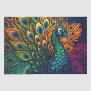 Papier Mousseline Magnifique Peacock Coloré, Style Art Déco