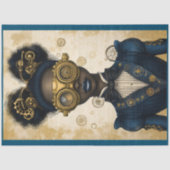 Papier Mousseline Magnifique Steampunk Femme Blue Outfit P3 Decoupag (Recto)