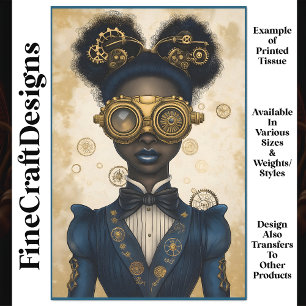 Papier Mousseline Magnifique tenue féminine Steampunk bleue P3 décou