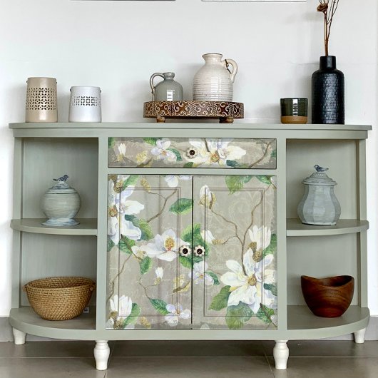 Papier Mousseline Magnolia Floral Agriturismo Ephemera gris Découpag