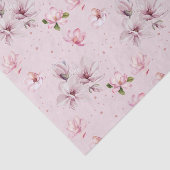 Papier Mousseline Magnolia Floral Aquarelle Rose Pâle Cadeau (Détail)