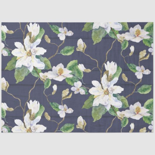 Papier Mousseline Magnolia Floral Ferme Marine Découpage en bois (Recto)