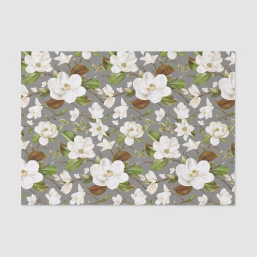 Papier Mousseline Magnolia Floral Mariage (Recto)