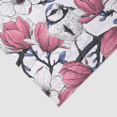 Papier Mousseline Magnolia rose et métis bleu (Détail)