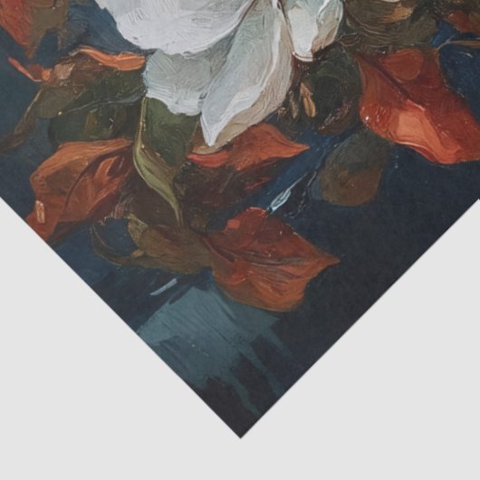 Papier Mousseline Magnolias citrouille et blanc (Détail)