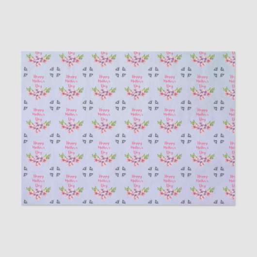 Papier Mousseline Magnolias d'aquarelle rose et violet de la Fête de (Recto)