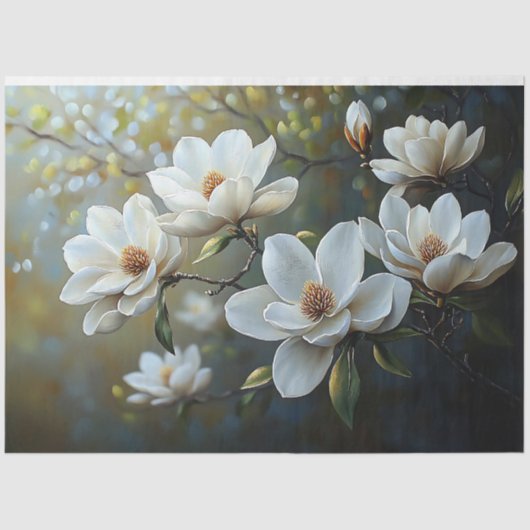 Papier Mousseline Magnolias Découpage (Recto)