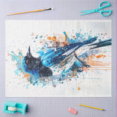 Papier Mousseline Magpie Bird Cerulean Charme Découpage (Artisanat)