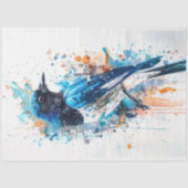 Papier Mousseline Magpie Bird Cerulean Charme Découpage (Recto)