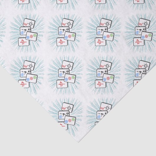 Papier Mousseline Mahjong Tiles Blue (Détail)