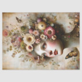 Papier Mousseline Maiden floral rose blanc, Découpage antique (Recto)