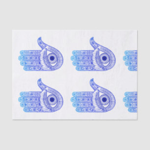 Papier Mousseline Main de Hamsa bleu / Défense des yeux mal / Main d