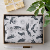Papier Mousseline Main mystique de la Lune de Boho noir blanc (Cadeau)