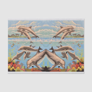 Papier Mousseline Main Painted by Number Dolphins