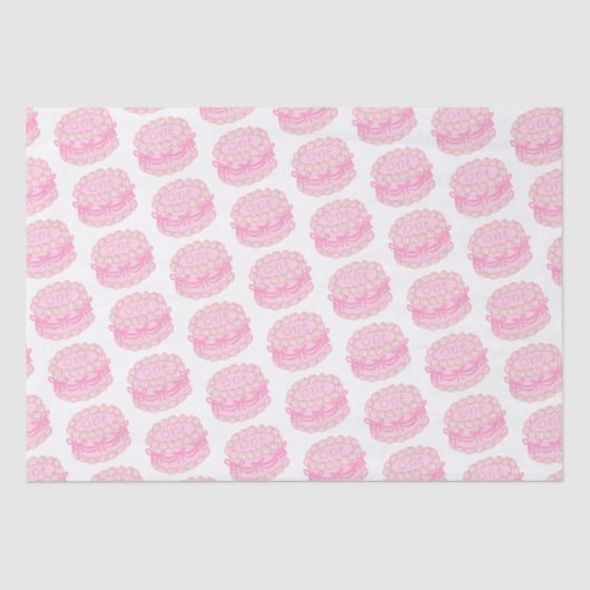 Papier Mousseline Main rose dessinée gâteau d'anniversaire année mod (Recto)